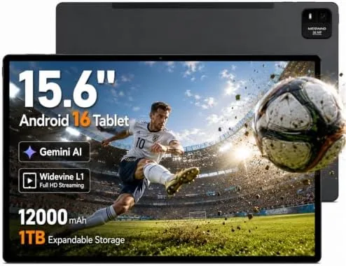 Overview of the 15.6 Inch Tablet, Android 16, Widevine L1, FHD IPS Display