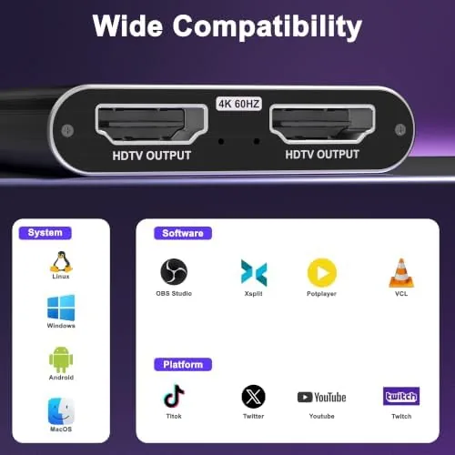 Another view of the 4K HDMI Capture Card, USB 3.0 Video Capture Card for