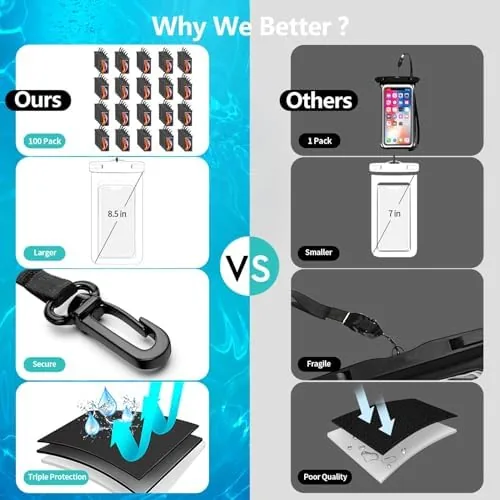 Close look at the 100 Pack 8.5" Waterproof Cell Phone Pouch - Underwater Dry build quality
