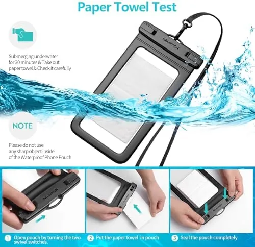 The 100 Pack 8.5" Waterproof Cell Phone Pouch - Underwater Dry in real use