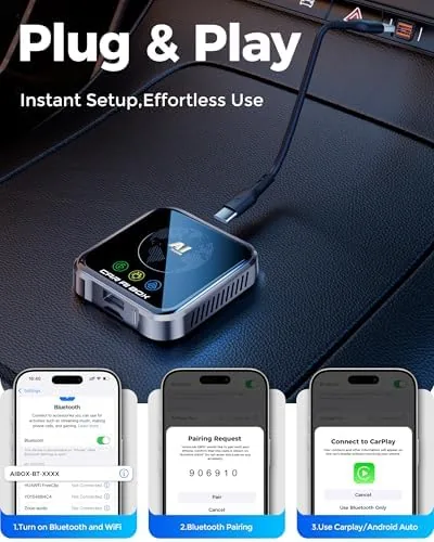 Another view of the Magic AI Box Wireless CarPlay Adapter, Fast Car Video Box