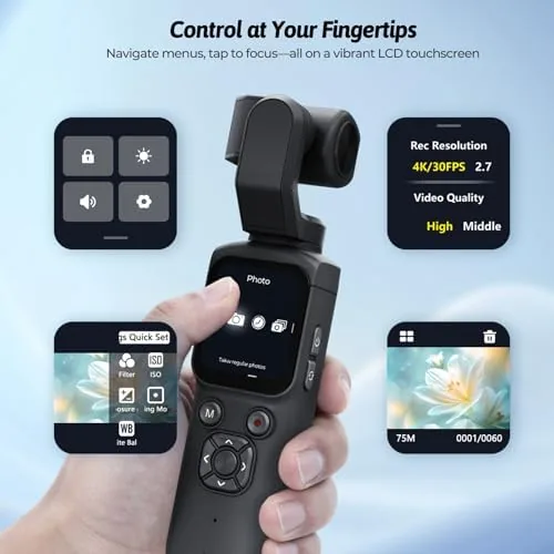 The rotating lens camera next to a smartphone and a flip screen compact