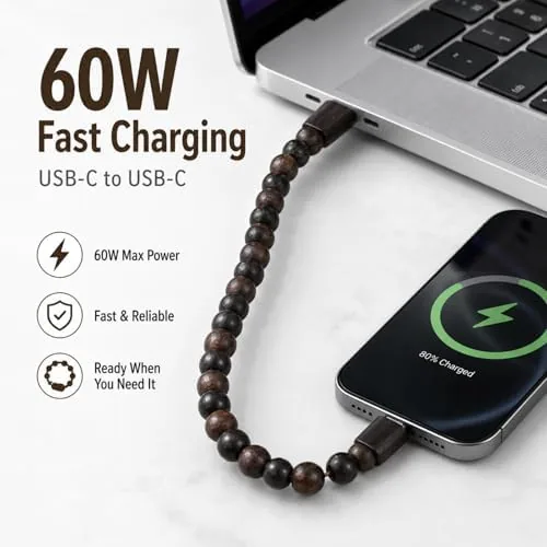 Another view of the USB Charging Cord Beaded Bracelets for Women 60W Fast Charge