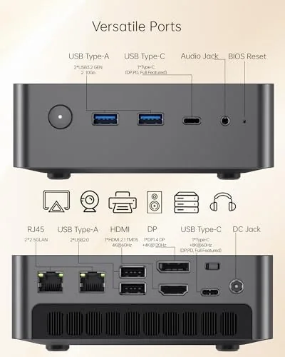 The mini PC mounted behind a monitor with the desk kept clean