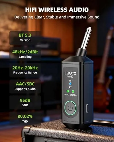 The LEKATO iW-30 Bluetooth Receiver with 6.35mm 1/4" TS Plug, BT in real use