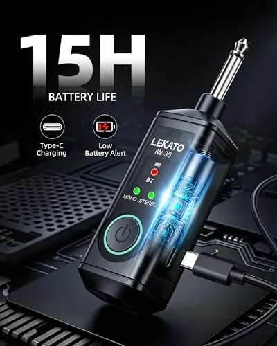The LEKATO iW-30 Bluetooth Receiver with 6.35mm 1/4" TS Plug, BT compared in context