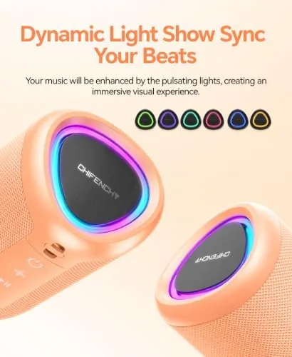 Speaker clipped to a backpack strap during an outdoor hike