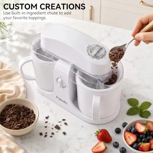 Another view of the Pukomc Home Ice Cream Maker Machine with 2 Ice Cream