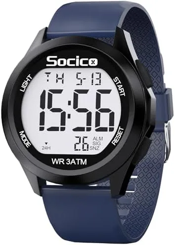 Overview of the SOCICO Men Digital Watch Waterproof 12/24H Military Style Backlight |