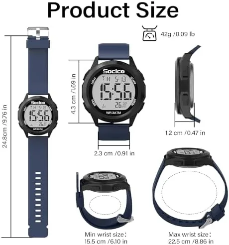The SOCICO Men Digital Watch Waterproof 12/24H Military Style Backlight | in real use