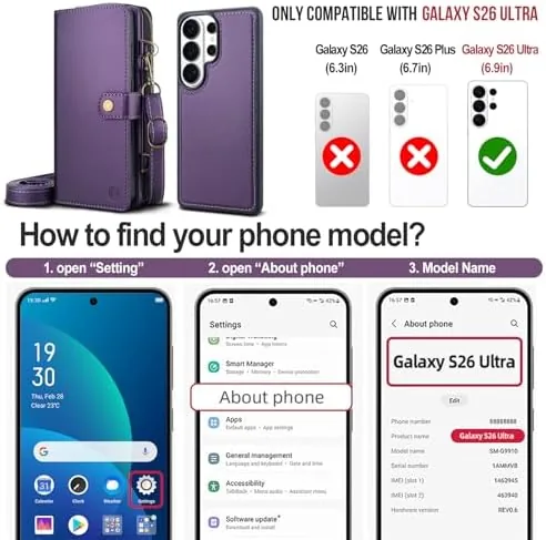 Close look at the for Samsung Galaxy S26 Ultra Detachable Wallet MagSafe Case, Purple build quality