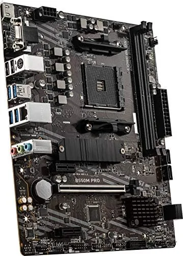 Micro ATX PRO B550M-P next to a full ATX motherboard for scale