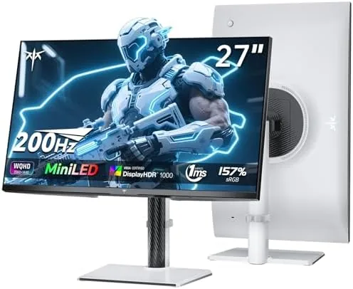 Overview of the KTC 27 Inch 1440P Mini LED Gaming Monitor 200Hz, White