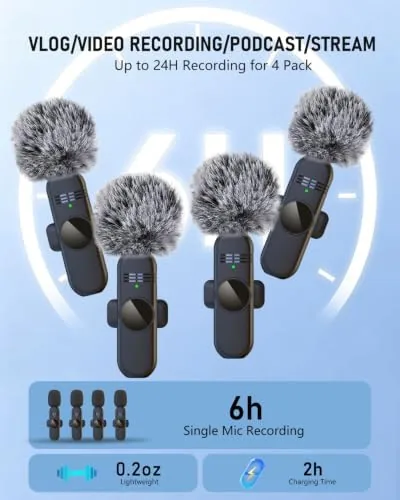 The 4 Wireless Microphones Mini Microphone for iPhone Android Phone Pad compared in context