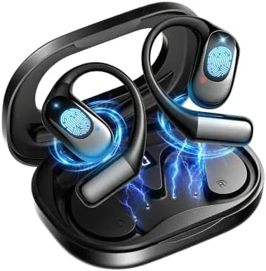 Overview of the Open Ear Headphones Bluetooth Wireless Over Ear Earbuds(Black) | Ergonomic