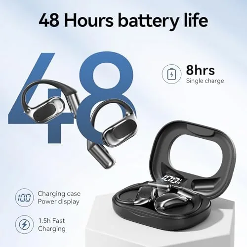 The Open Ear Headphones Bluetooth Wireless Over Ear Earbuds(Black) | Ergonomic compared in context