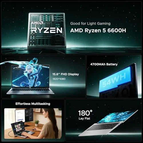 Detail shot of the NIMO 15.6" AI Ready Gaming Laptop, 2026 Edition AMD Ryzen features