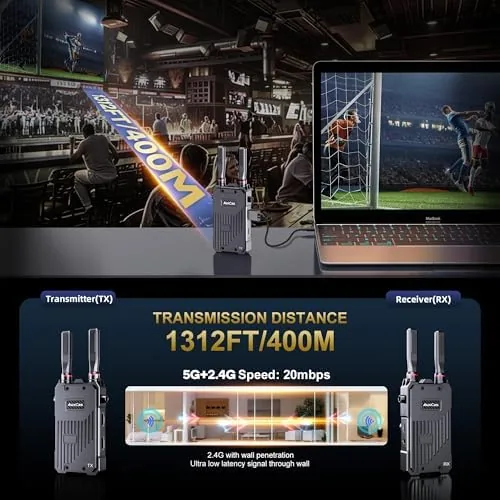 The Wireless HDMI Transmitter & Receiver 1312ft, 5G 0.05s Latency 1080P in real use