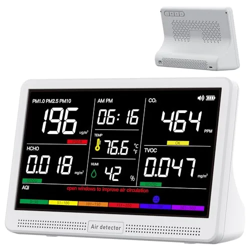 bonoch 16 in 1 Air Quality Monitor Indoor 7" Display Wildfire CO2 Monitor | Review: Tested and Rated
