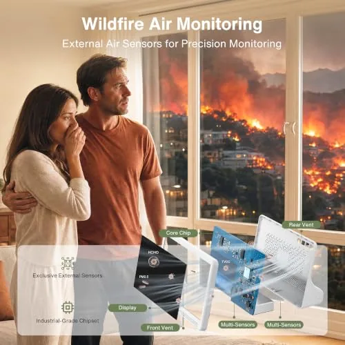 Close look at the bonoch 16 in 1 Air Quality Monitor Indoor 7" Display build quality