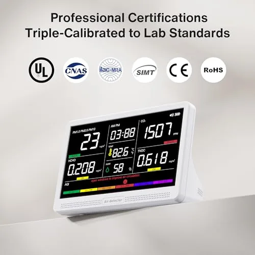 The bonoch 16 in 1 Air Quality Monitor Indoor 7" Display compared in context