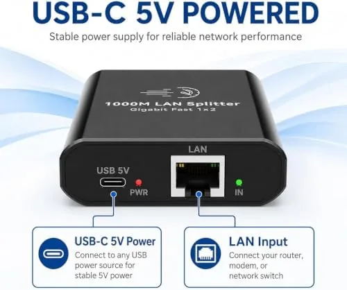 Another view of the Ethernet Splitter 1 to 2 Mini Gigabit Internet Switch 1