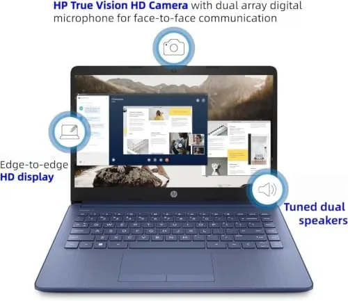 HP 14 laptop next to a higher spec model for comparison