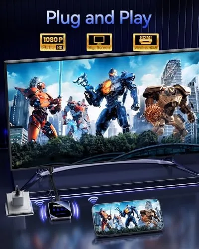The dongle plugged into the HDMI port on the back of a television