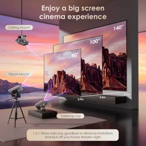 The projector's setup screen showing the auto keystone and WiFi menus