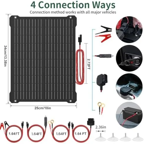 Another view of the Paodekua 15W 12V Waterproof MPPT Solar Battery Charger & Maintainer