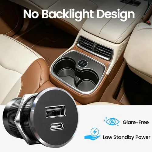 The Acegoo 12V USB Outlet with Decorative Ring, Aluminum Dual Port in real use