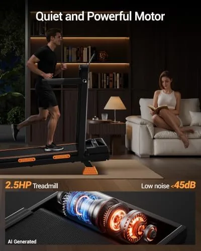 Close-up of the wheels and frame of the portable walking pad treadmill