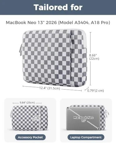 The ProCase MacBook Neo 13 Inch Sleeve for 2026 (A3404, A18 compared in context