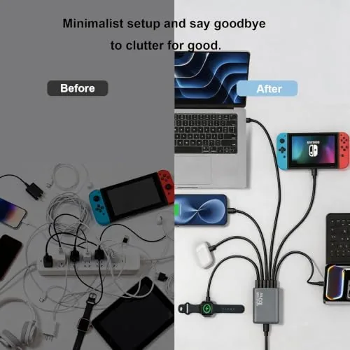The 165W Charging Station, 6 Port Desktop Charger, 3 Ports 40W compared in context