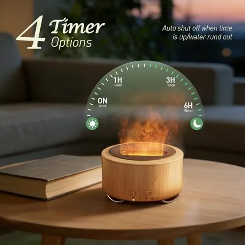 Another view of the Essential Oil Diffuser for Home: 500ml Fireplace Flame Light |