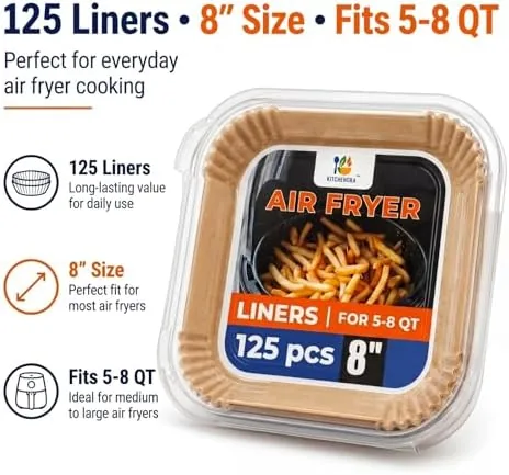 Close look at the Air Fryer Liners Disposable, 125 Pcs 8" Square Parchment Paper build quality