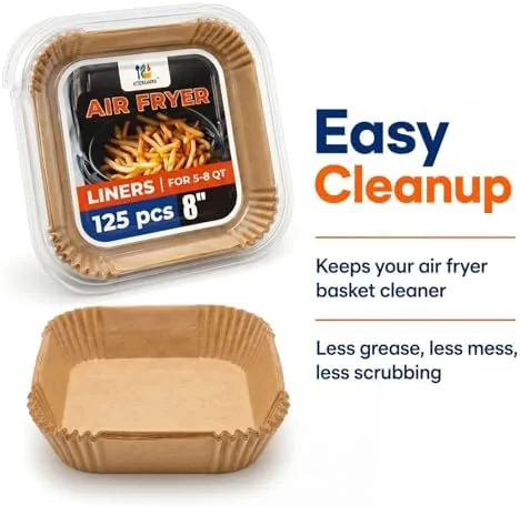 The Air Fryer Liners Disposable, 125 Pcs 8" Square Parchment Paper in real use