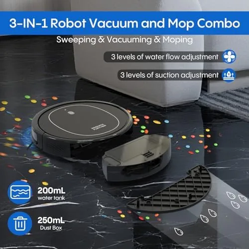 Close up of the robot vacuum dustbin and charging contacts on the rear