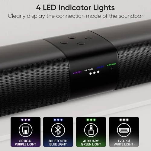 Detail shot of the Sound Bar for Smart TV, 80W 2.0 Channel Surround Sound features