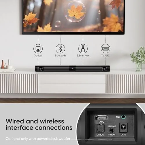 Another view of the Sound Bar for Smart TV, 80W 2.0 Channel Surround Sound