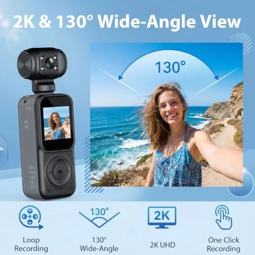 Close look at the 2K Handheld Vlogging Camera, Portable Pocket POV Camcorder Body Cam build quality
