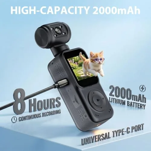 Another view of the 2K Handheld Vlogging Camera, Portable Pocket POV Camcorder Body Cam