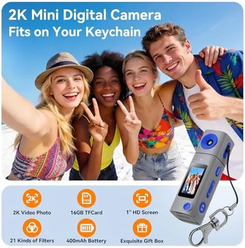 Close look at the Mini Keychain Digital Camera:2K Digital Mini Camera with 16GB Card build quality