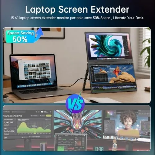 The dual monitor folded flat and packed into a laptop bag