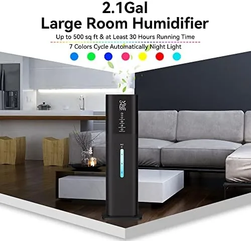 Close look at the Humidifiers Large Room Bedroom with 7 Colors Light, 2.1Gal(8L) 3 build quality