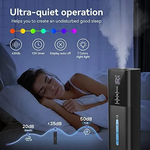 Another view of the Humidifiers Large Room Bedroom with 7 Colors Light, 2.1Gal(8L) 3