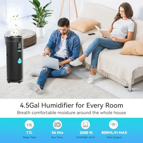Close look at the Humidifiers for Large Room Home Bedroom 2000 sq.ft. 17L/4.5Gal Large build quality