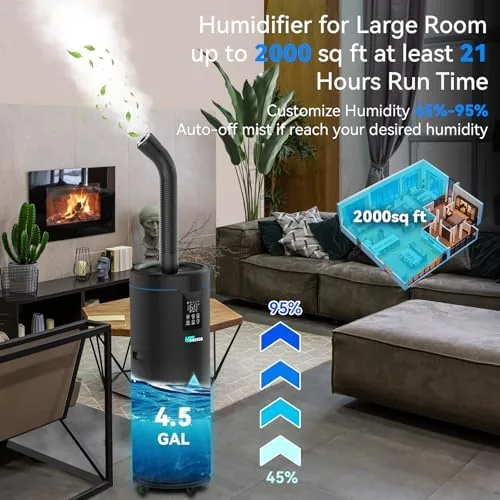 Testing the Humidifiers for Large Room Home Bedroom 2000 sq.ft. 17L/4.5Gal Large over two weeks