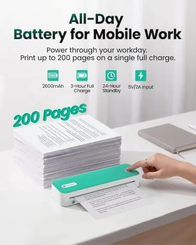 The P1 Portable Inkless Printer, 203 DPI Wireless Thermal Printing for compared in context