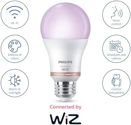 The app color wheel showing a range of color options for the bulbs